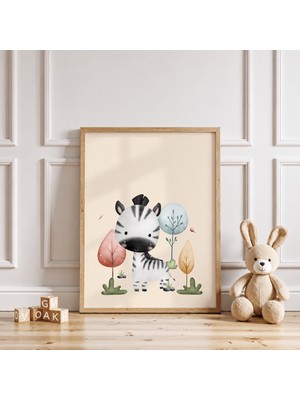 Luxor Pixels (Çerçevesiz) Sevimli Zebra  Çocuk Odası Poster