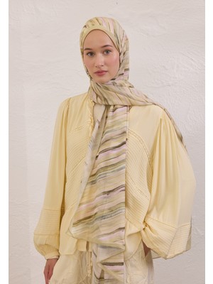 Fresh Scarfs Deia Desen Rami Şal Pastel Sarı