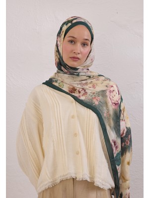 Fresh Scarfs Vintage Rose Desen Rami Şal Yeşil