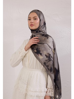 Fresh Scarfs Dark Flora Desen Rami Şal Vizon