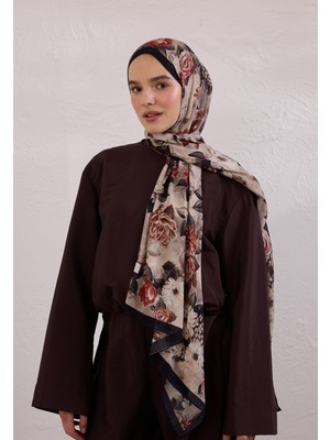 Fresh Scarfs Magnolia Desen Rami Şal Siyah