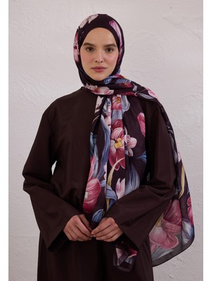 Fresh Scarfs Elegant Flower Desen Rami Şal Mürdüm