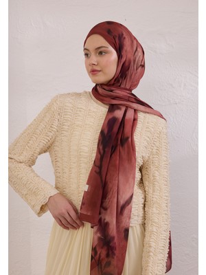Fresh Scarfs Dark Flora Desen Rami Şal Koyu Kiremit