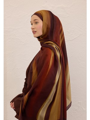 Fresh Scarfs Color Brush Desen Rami Şal Kahve