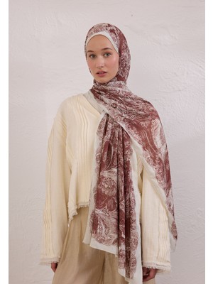 Fresh Scarfs Secret Elegance Desen Rami Şal Ağaç Kabuğu