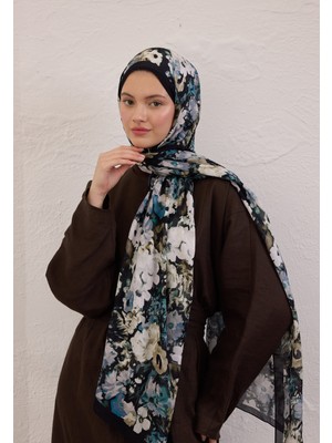 Fresh Scarfs Beauty Blossom Desen Rami Şal Siyah