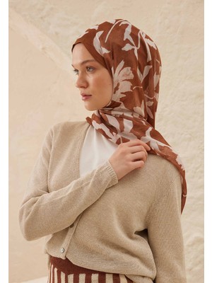Fresh Scarfs Petunia Desen Rami Şal Tarçın Kabuğu