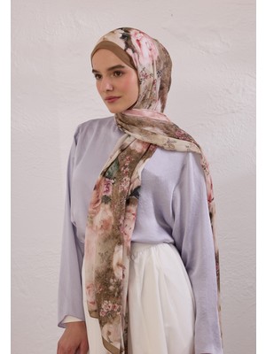 Fresh Scarfs Vintage Rose Desen Rami Şal Vizon