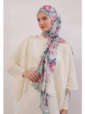 Fresh Scarfs Magnolia Desen Rami Şal Soft Yeşil