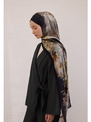 Fresh Scarfs Ditsy Leaves Desen Rami Şal Siyah