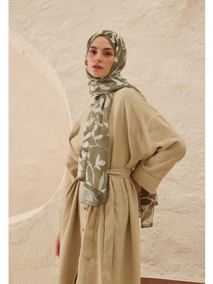 Fresh Scarfs Petunia Desen Rami Şal Haki