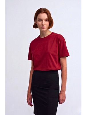 Guaraz Kadın Organik Pamuk Relaxed Fit Yuvarlak Yakalı Premıum T-Shirt