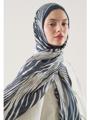 Fresh Scarfs Wild Zebra Desen Rami Şal İndigo