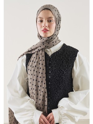 Fresh Scarfs Small Polka Dots Desen Rami Şal Vizon