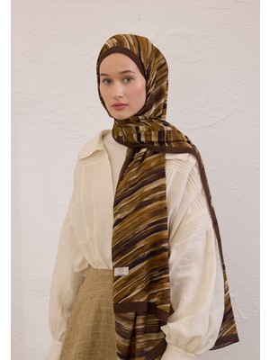 Fresh Scarfs Deia Desen Rami Şal Kahverengi