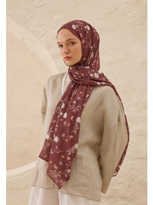 Fresh Scarfs Soft Flowers Desen Rami Şal Ağaç Kabuğu