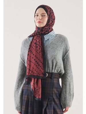 Fresh Scarfs Polka Dots Desen Rami Şal Bordo