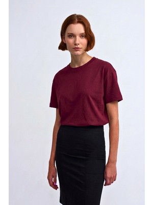 Guaraz Kadın Organik Pamuk Relaxed Fit Yuvarlak Yakalı Premıum T-Shirt