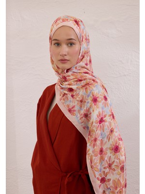 Fresh Scarfs Sunflower Desen Rami Şal Soft Pembe