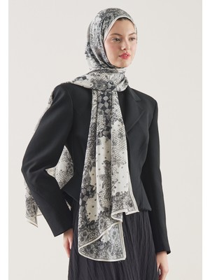 Fresh Scarfs Floral Lace Desen Rami Şal Ekru