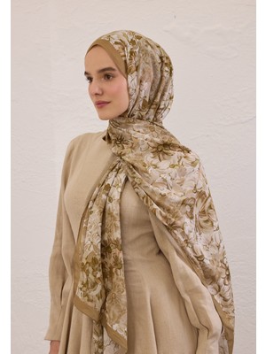 Fresh Scarfs Summer Bloom Desen Rami Şal Vizon