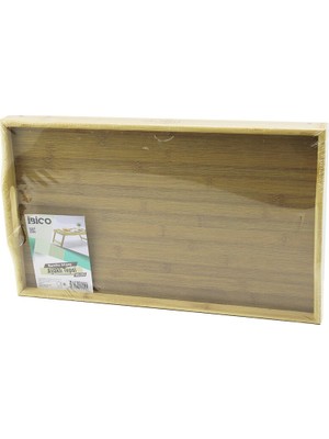 Go İthalat DİKDÖRTGEN=30X50CM  Aç Kapa Ayaklı = 20CM Ahşap Bambu Sunum Tepsi (5224)