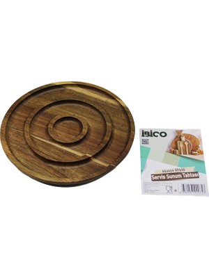 Go İthalat Akasya Yuvarlak  2 Bölmeli=1+1  Ahşap Servis Sunum Tepsi - Tahtası  20 x 1.4cm (5224)