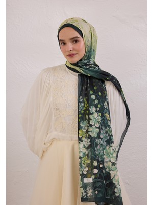 Fresh Scarfs Wisteria Desen Rami Şal Koyu Yeşil