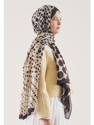 Fresh Scarfs Polka Dots Desen Rami Şal Mürdüm