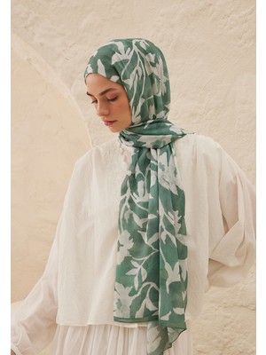 Fresh Scarfs Petunia Desen Rami Şal Zümrüt