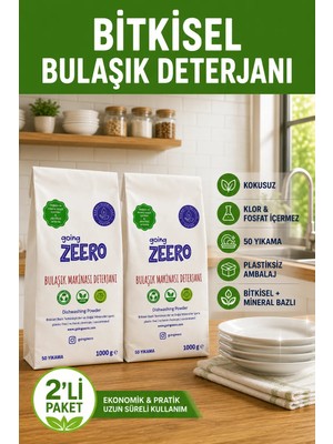 Going Zeero Kokusuz Bulaşık Makinesi Deterjanı 2'li Paket 100 Yıkama Hassas Ciltler İçin
