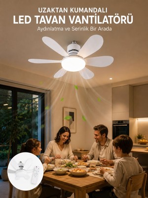Azrlya Ayarlanabilir Parlaklık Özellikli LED Tavan Vantilatörü Süper Sessiz Motor Teknolojisi ve Güçlü Hava Akışı - Lisinya