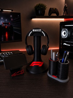 Msv Studio 3d Oyuncu Masası Organizer Seti 3’lü Kulaklık Standı Telefon Standı Kalemlik