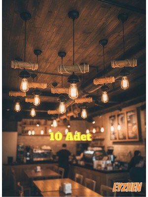 Eyzhen Doğal Ahşap , Eskitme Sarkıt El Yapımı Ahşap Avize Kafe Ev Balkon Ofis Dekoru 10 Adet