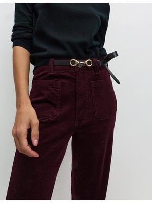 Marks & Spencer Pamuk Karışımlı Kadife Flare Pantolon