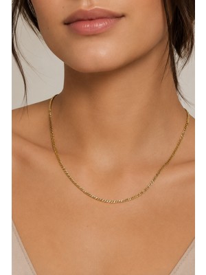 Balenbi Jewelry Yassı Burgu Zincir Model Kararmaz Çelik Kadın Kolye 14K Gold 1162