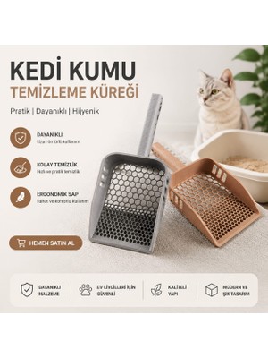 Luvena Kedi Kumu Temizleme Küreği Büyük Boy Ergonomik Saplı Dayanıklı Plastik Kedi Tuvaleti Kum Eleği Pet Temizlik Aparatı(2 Adet )