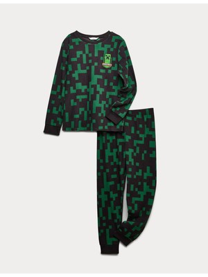 Marks & Spencer Minecraft Baskılı Pamuklu Pijama Takımı (3-16 Yaş)
