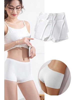 Bixi Trend 2 Adet Kadın Dikişsiz Görünmez İz Yapmaz Mini Şort Boxer Beyaz