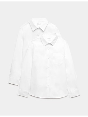 Marks & Spencer 2'li Slim Fit Uzun Kollu Okul Gömleği (2-18 Yaş)