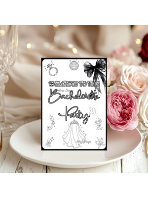 Hiras Dizayn 16 Adet Bekarlığa Veda Partisi Hoş Geldiniz Kartı Masa Kartı Bride To Be Sunum Yemek Tabağı Süsü Siyah Pembe Motto