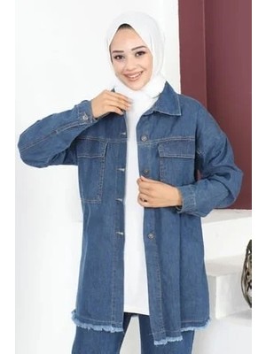 Missvalle Püskül Detaylı Kot Ceket Mavi 6011
