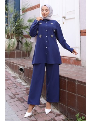 Missvalle Parıltı Taş Detaylı Takım Indigo 19264