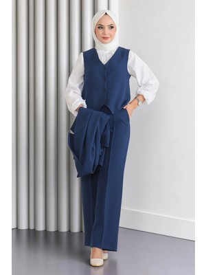 Missvalle Yelekli Üçlü Takım Indigo 19222