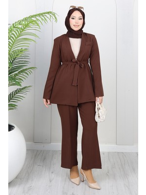 Missvalle Soft Blazer Takım Kahverengi 19389