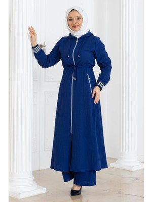 Missvalle Beli Bağcıklı Kapşonlu Takım Indigo 19236