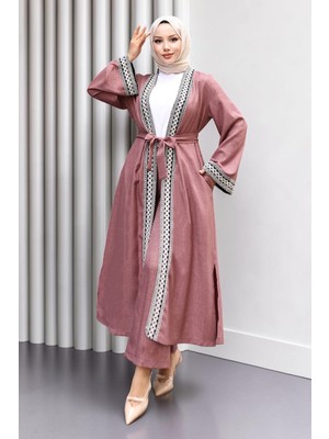 Missvalle Etnik Desenli Kimono Takım Gül Kurusu 19251