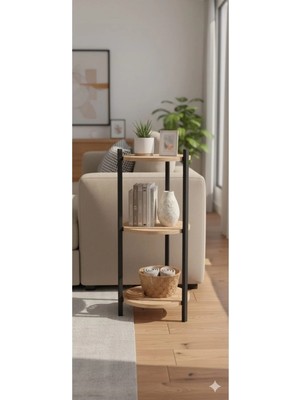 RetoDesign 3 RAFLI ÇAM YUVARLAK ÇİÇELİK RAF, ÇOK AMAÇLI RAF 2300