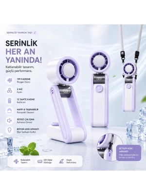 Tarçın Turbo Mini Fan 199 Kademeli Dijital Göstergeli Şarjlı Katlanabilir El Vantilatörü