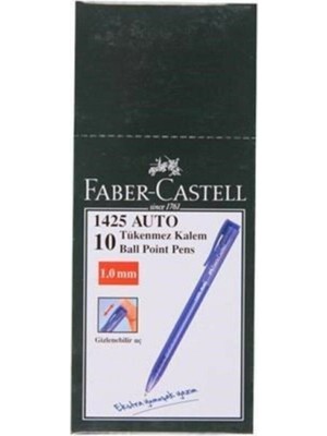 Faber Castell 1425 Auto Mavi Tükenmez Kalem 10'lu Kutu Yazım İçin Pratik ve Şık Seçim